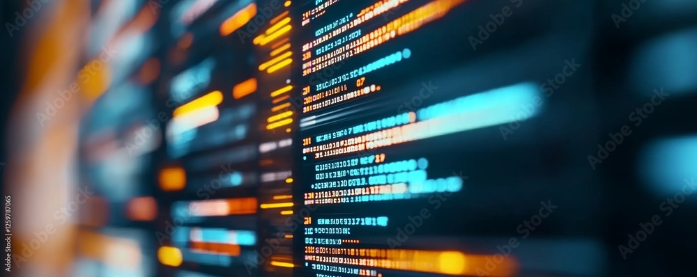 A Row of Computer Screens Displaying Colorful Code Lines A Row of Computer Screens Displaying Colorful Code Lines