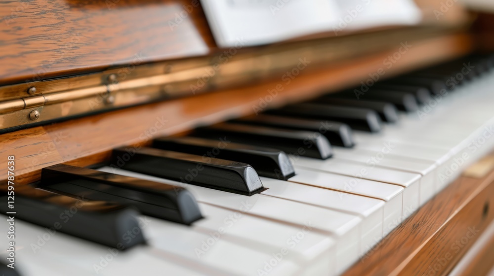 World Piano Day. Open music sheet on piano with warm bokeh lights. World Piano Day. Open music sheet on piano with warm bokeh lights.