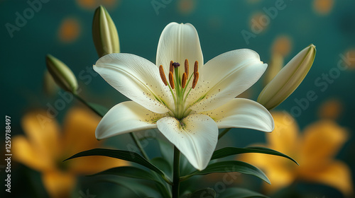 Elegance blooms in a garden of pure white lilies surrounded by gentle hues as nature awakens at dawn