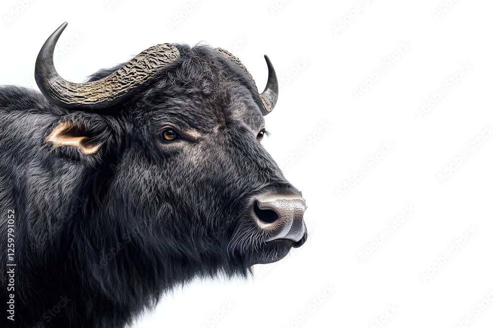 Majestic Buffalo: Horned Beast Close-Up Majestic Buffalo: Horned Beast Close-Up