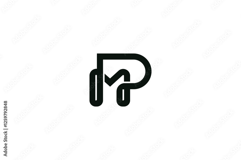 Stylish MP Logo Design with Headphones Icon Stylish MP Logo Design with Headphones Icon