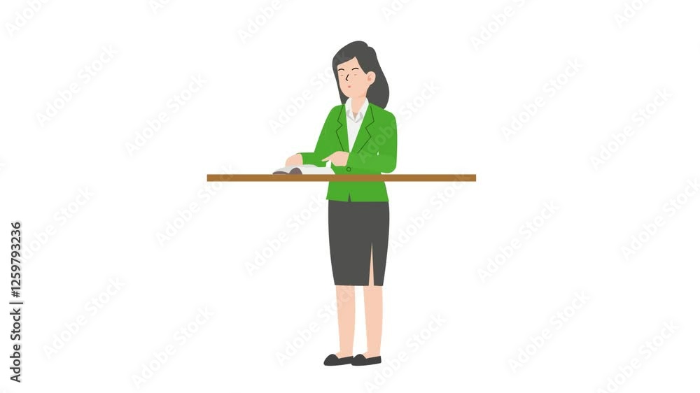Woman standing read a book cartoon animation
Woman standing read a book cartoon animation