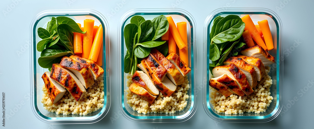 Healthy Meal Prep: Grilled chicken, couscous, spinach, and carrots. Perfect for a balanced lunch! Healthy Meal Prep: Grilled chicken, couscous, spinach, and carrots. Perfect for a balanced lunch!