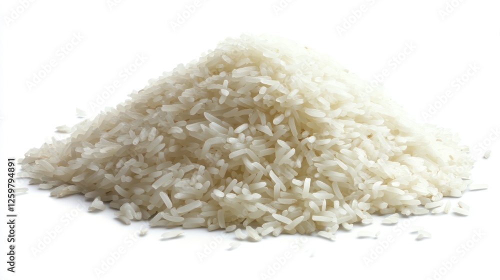White rice pile, studio shot, clean background, food ingredient White rice pile, studio shot, clean background, food ingredient