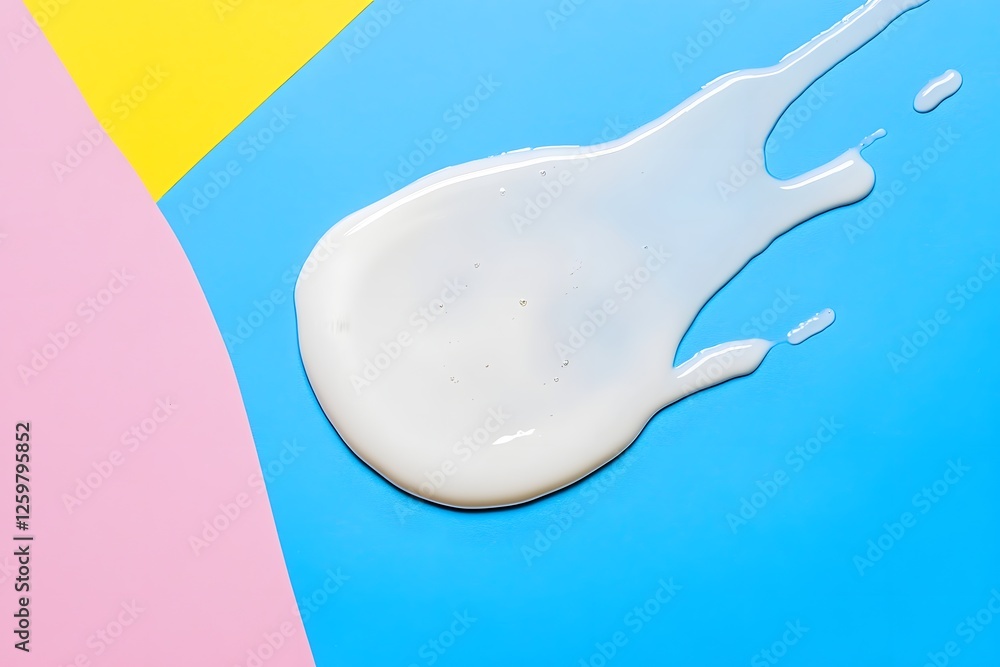 White cream spill on colorful background White cream spill on colorful background