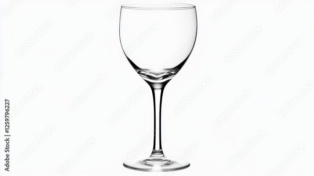 Fototapeta premium Empty wine glass, studio shot, white background, glassware catalog