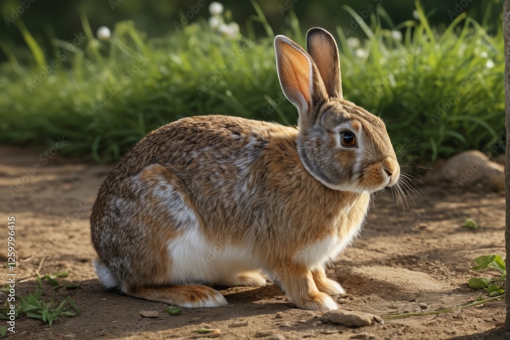 there is a rabbit that is sitting on the ground in the dirt there is a rabbit that is sitting on the ground in the dirt