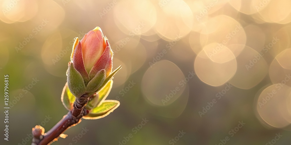 Delicate rose bud with soft pink hues against a blurred golden bokeh background showcasing a serene and tranquil atmosphere. Delicate rose bud with soft pink hues against a blurred golden bokeh background showcasing a serene and tranquil atmosphere.
