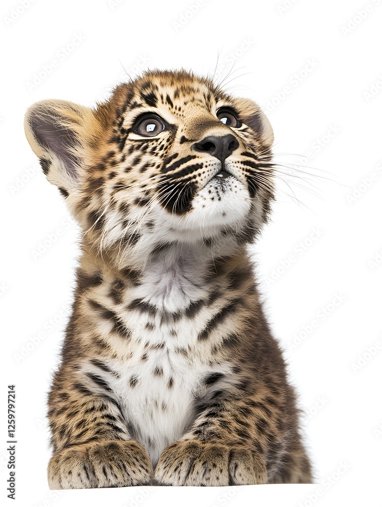 Obraz premium Adorable Leopard Cub Looks Up, Wildlife