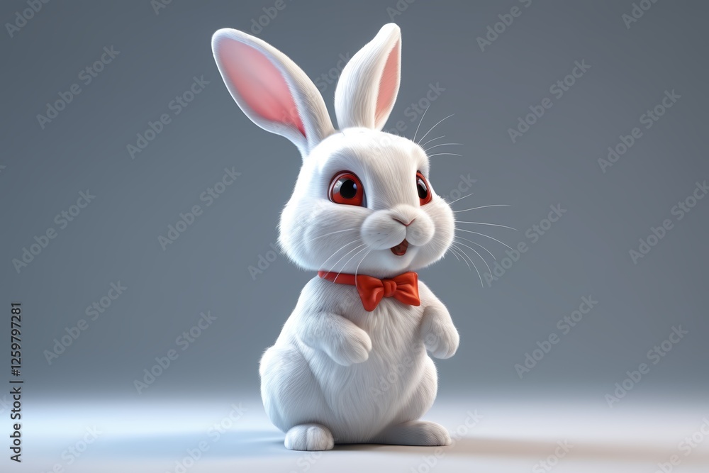 Obraz premium arafed white rabbit with red eyes and a bow tie