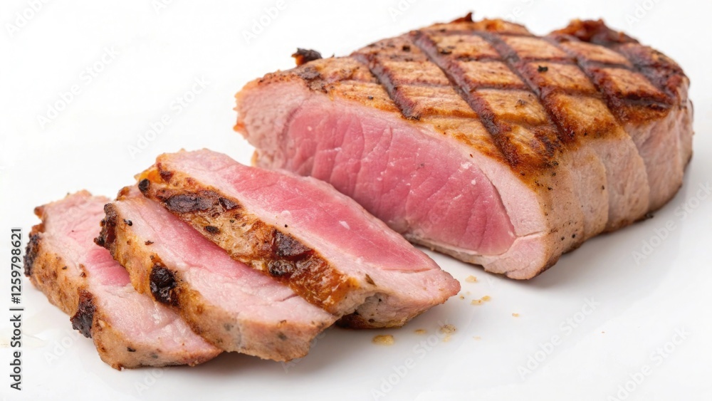 perfect grilled meat chops with isolated white background perfect grilled meat chops with isolated white background