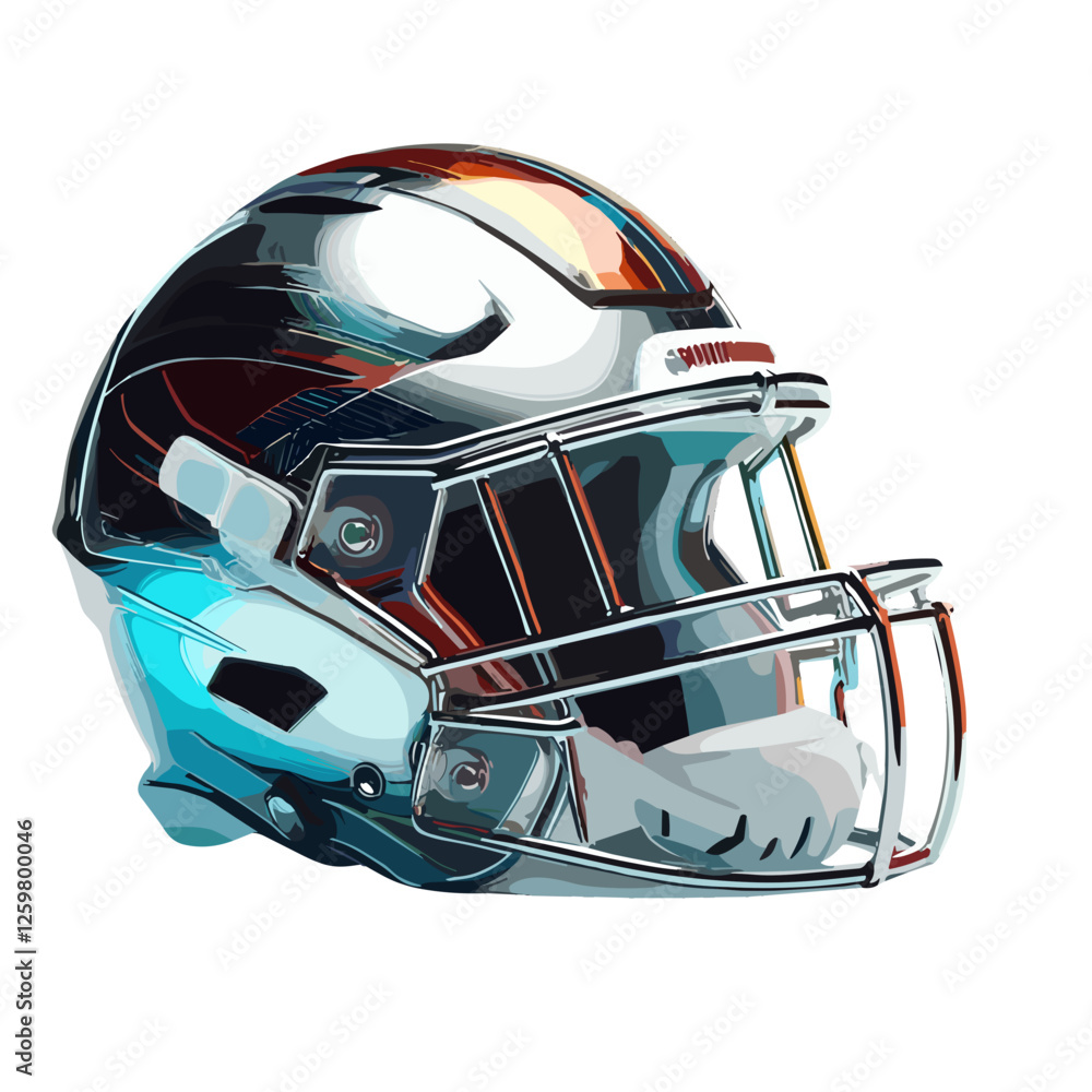 Fototapeta premium Chrome Football Helmet Vector