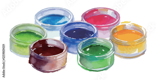 カラフルなパレットの水彩風イラスト　生成AI