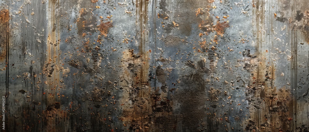 Distressed, weathered steel panel with heavily corroded finish and gritty metallic patina for bold industrial design and textured backgrounds Distressed, weathered steel panel with heavily corroded finish and gritty metallic patina for bold industrial design and textured backgrounds