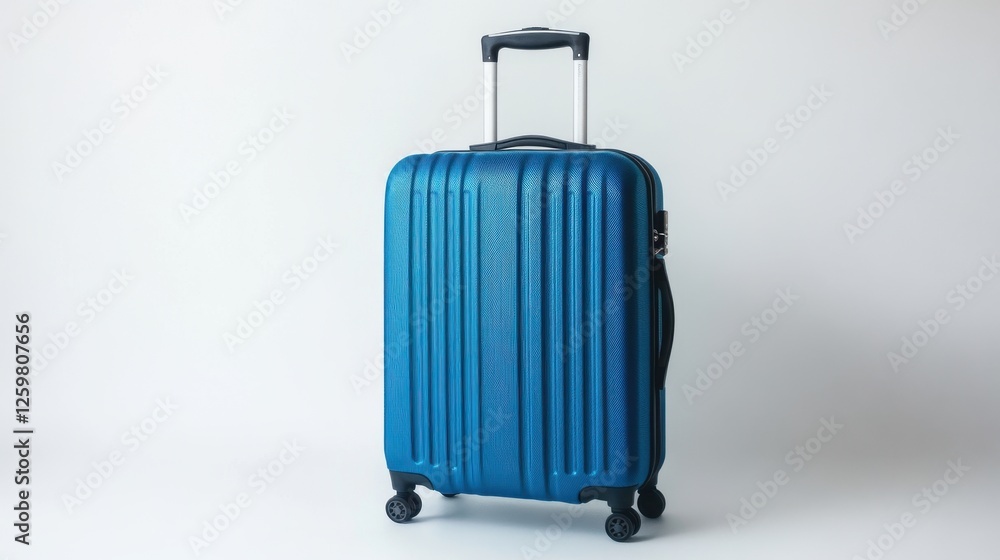 Turquoise suitcase in air on white background Turquoise suitcase in air on white background