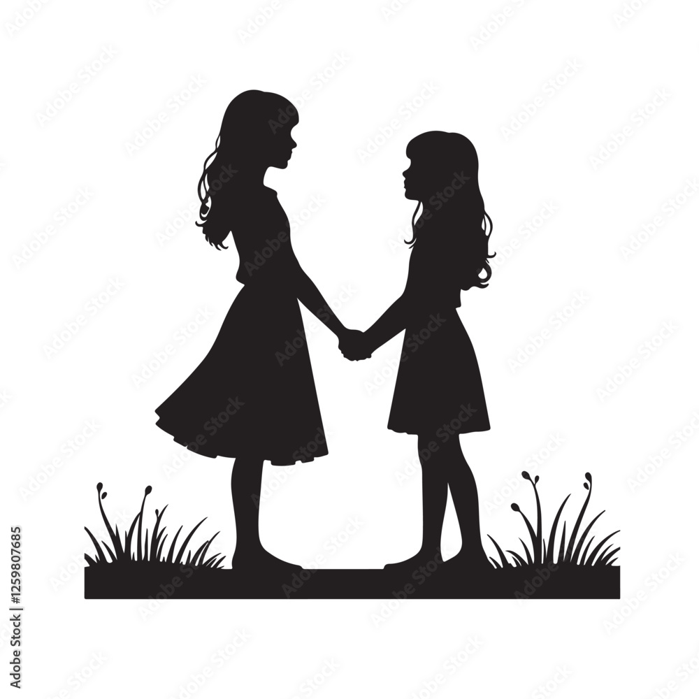 two sisters silhouette vector two sisters silhouette vector