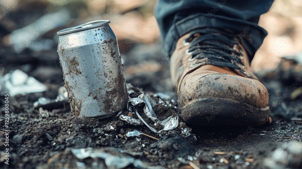 Polluted Ground with a Dirty Can and Boots Polluted Ground with a Dirty Can and Boots
