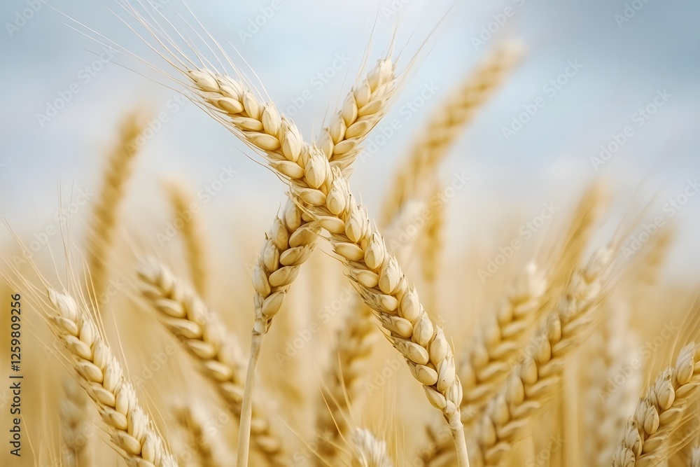 Golden wheat field closeup, ripe harvest, sunny day, agriculture background Golden wheat field closeup, ripe harvest, sunny day, agriculture background
