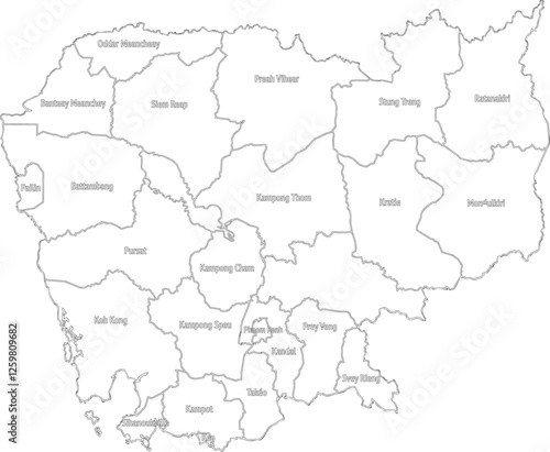 Outline and Detailed Map of Cambodia 