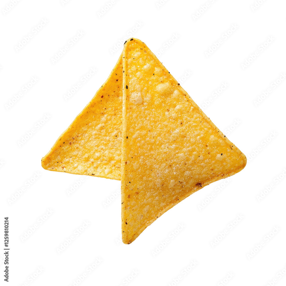 Single nacho chip on a Transparent background viewed from above, showcasing texture and shape, PNG background of a single nacho chip from above, isolated on a PNG background with a Single nacho chip on a Transparent background viewed from above, showcasing texture and shape, PNG background of a single nacho chip from above, isolated on a PNG background with a