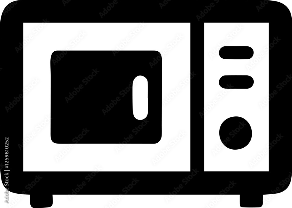 Microwave Outline - Coloring Book Page Line Art Illustration