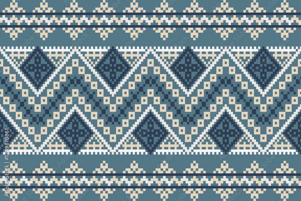 Cross stitch and ikat geometric seamless pattern ethnic oriental traditional background.carpet,wallpaper,clothing,wrapping,batik,fabric,vector illustration oriental geometric art pattern embroidery Cross stitch and ikat geometric seamless pattern ethnic oriental traditional background.carpet,wallpaper,clothing,wrapping,batik,fabric,vector illustration oriental geometric art pattern embroidery