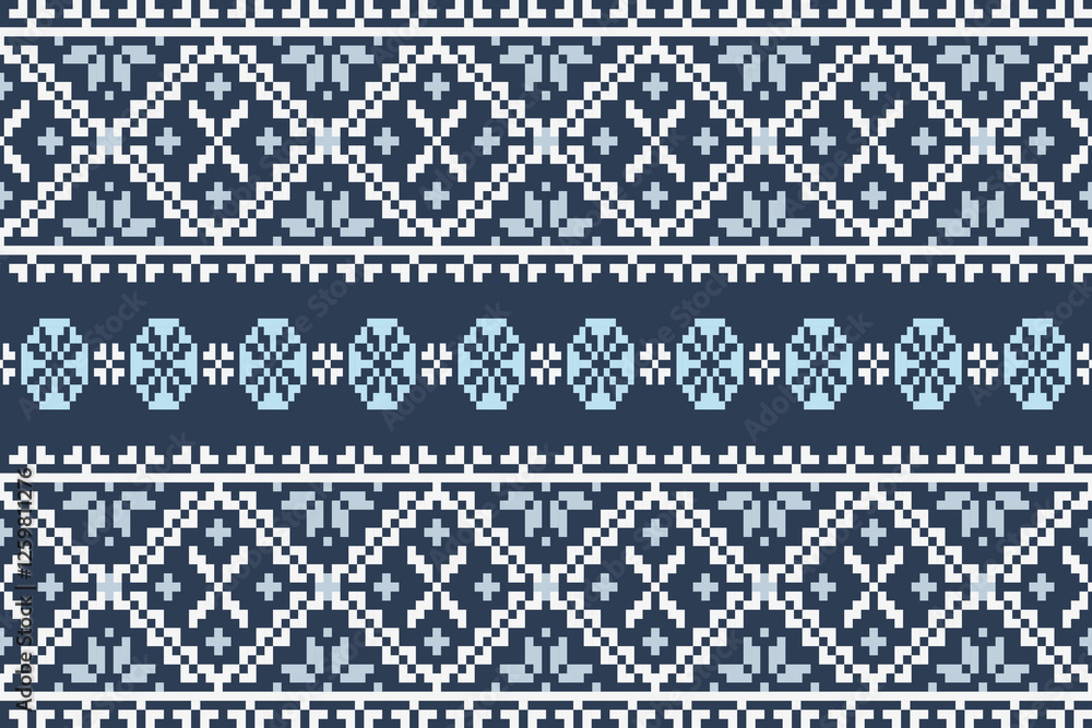 Colorful geometric traditional ethnic pixel art pattern background.Ikat seamless pattern abstract design for fabric print cloth dress carpet curtains and sarong.fabric,batik,Knitwear,Embroidery Colorful geometric traditional ethnic pixel art pattern background.Ikat seamless pattern abstract design for fabric print cloth dress carpet curtains and sarong.fabric,batik,Knitwear,Embroidery