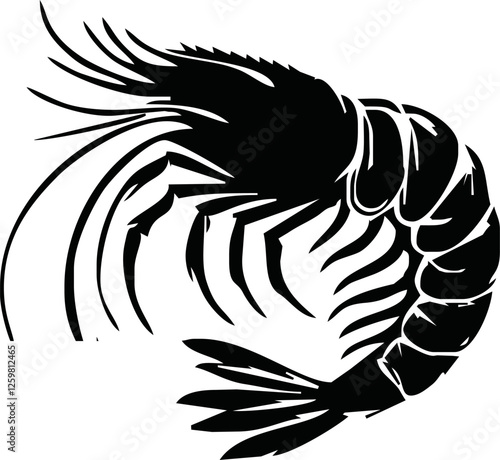 Shrimp Silhouette vector illustration black