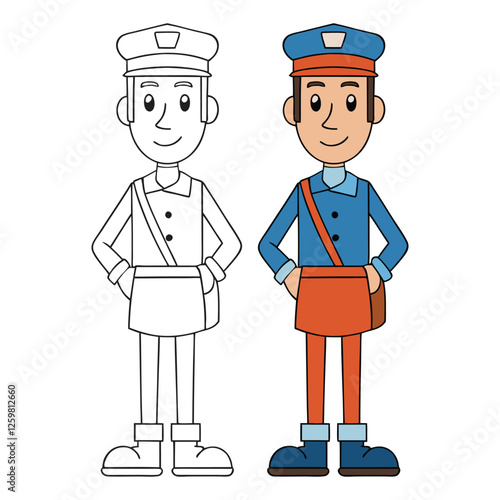 Vector illustration of postman isolated on white background.