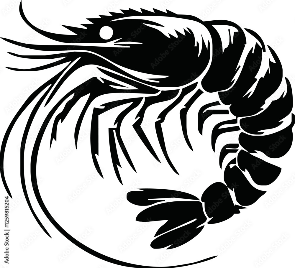 Obraz premium Shrimp Silhouette vector illustration black
