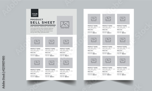 Product Line Sheet Template, Wholesale Template, Product Catalog Layout with 2 page design template