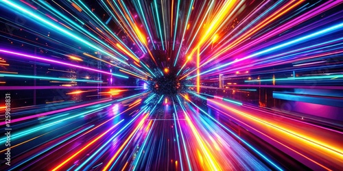Futuristic VJ Loop, Abstract Strobe Lights, Long Exposure Photography, Neon Lights, Cyberpunk, 4K,  Dynamic, Vibrant, Colorful, Abstract Background