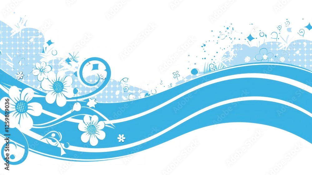 Serene Blue Floral Wave Abstract Background Design Serene Blue Floral Wave Abstract Background Design