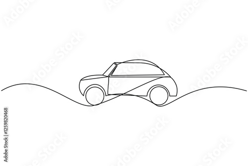 Car one line art drawing and minimalist style isolate outline car vector illustration