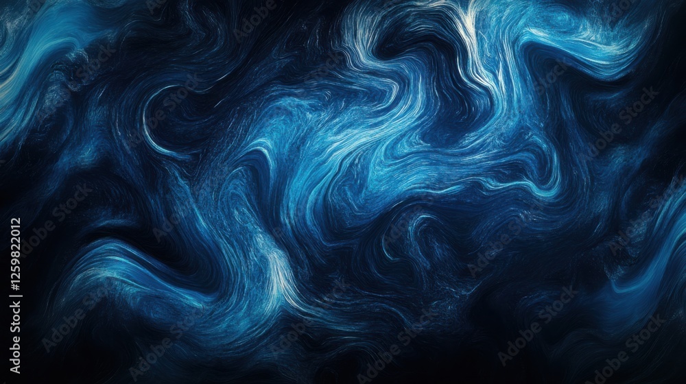 Obraz premium Blue Background with Swirling Lines for Design Banner Template, Featuring Abstract Minimalist Wallpaper with Copy Space in the Center for Text