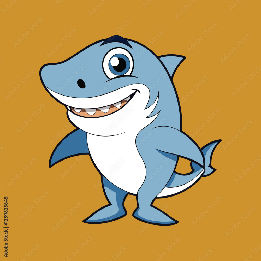 Fototapeta premium A happy smiling shark cartoon vector illustration