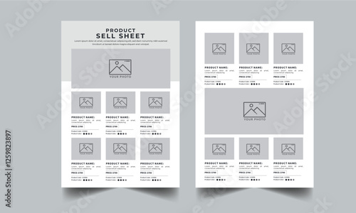 Product Line Sheet Template, Wholesale Template, Product Catalog Layout with 2 page design template