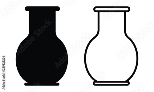 Vase icons. Elegant vase vector fill and outline icon set for home decoration and floral design. Black vase icons isolated on white background. Vector image.