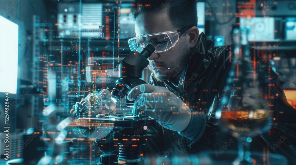 Intriguing Scientist in High-Tech Lab Intriguing Scientist in High-Tech Lab