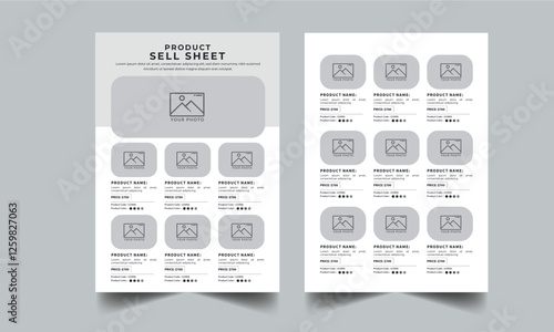 Product Line Sheet Template, Wholesale Template, Product Catalog Layout with 2 page design template