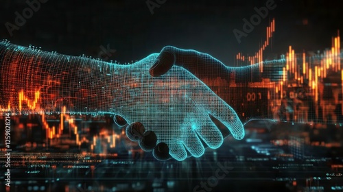 Digital Handshake Symbolizing Partnership and Collaboration in Business