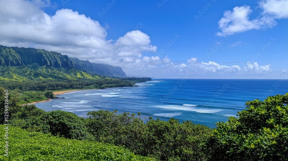 Expansive ocean view under a clear blue sky Expansive ocean view under a clear blue sky