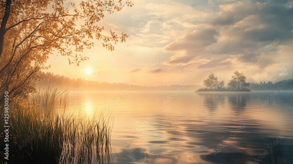 Naklejka premium Gentle waves on water surface with peaceful atmosphere