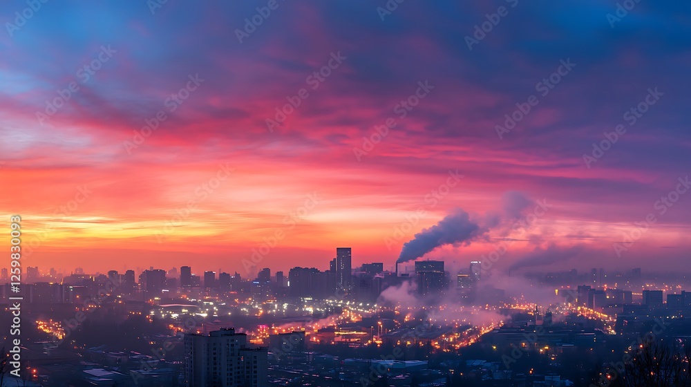 Fototapeta premium sunset over the city