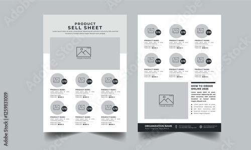 Product Line Sheet Template, Wholesale Template, Product Catalog Layout with 2 page design template