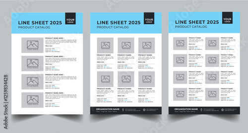 Product Line Sheet Template, Wholesale Template, Product Catalog Layout with 3 page design template