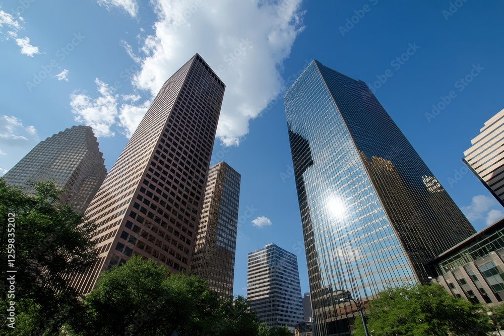 Cityscape of modern skyscrapers on a sunny day Cityscape of modern skyscrapers on a sunny day