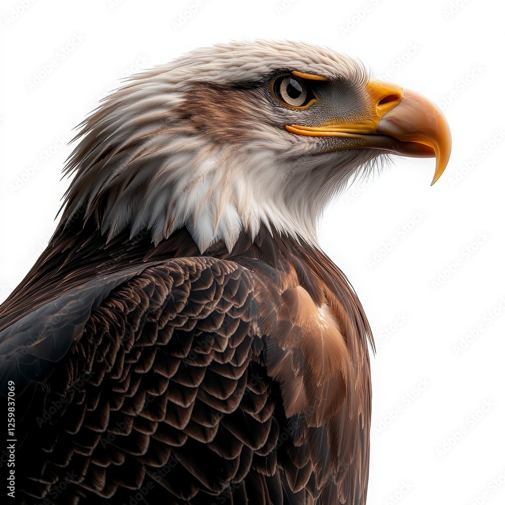 Obraz premium Majestic Bald Eagle with Captivating Gaze Against Subtle Background