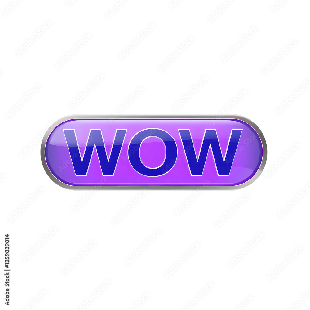 A wow button on purple background A wow button on purple background