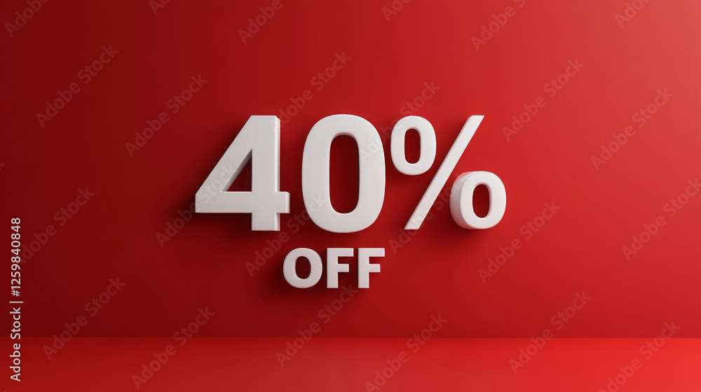 40% off sale sign on vibrant red background, creating eye catching promotional display. Perfect for attracting attention to discounts and special offers 40% off sale sign on vibrant red background, creating eye catching promotional display. Perfect for attracting attention to discounts and special offers